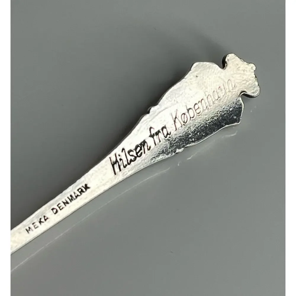 Danmark Silver Tea Spoon Mermaid Crown Hilsen Fra Kobenhavn Meka 3.75